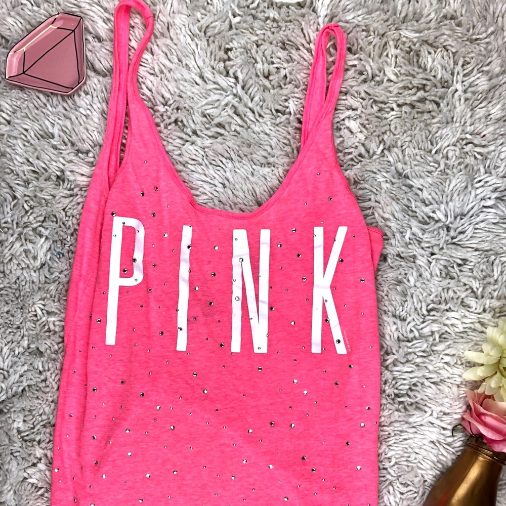 Pink Rhinestoned Tank Top